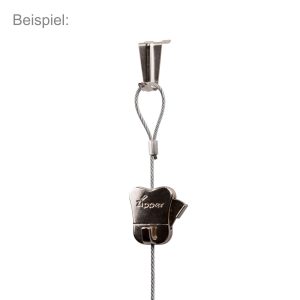 stahlseil mit schlaufe an shaken mit zipper